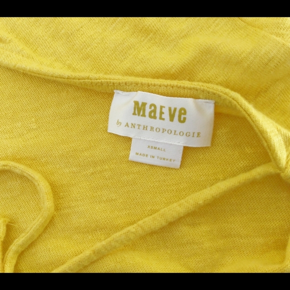 Maeve Anthropologie Horizon Linen open back cap sleeved top Gold Mustard Yellow - Picture 9 of 16